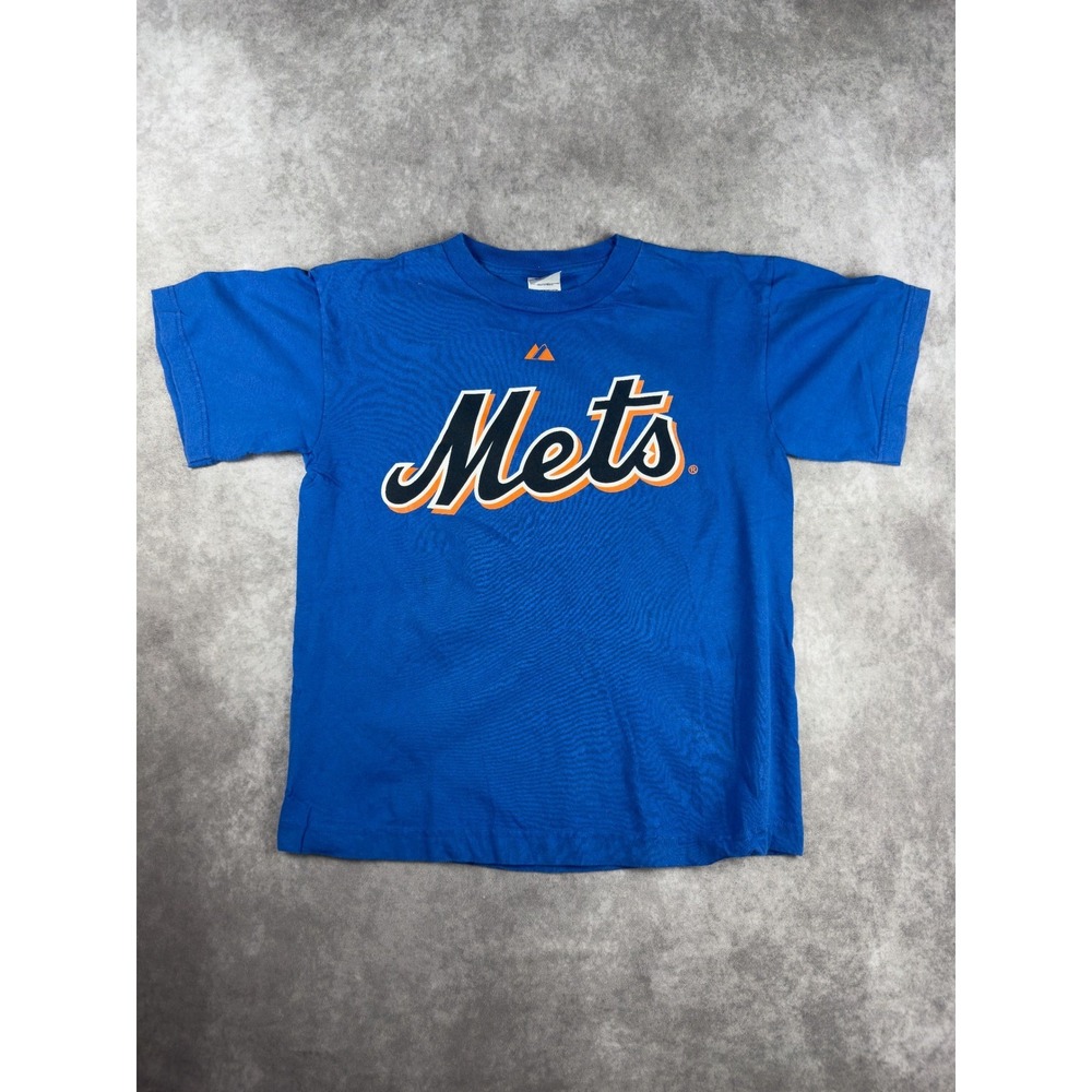 Majestic New York Mets T Shirt Youth XL Blue MLB Baseball Graphic Tee Delta Y2K